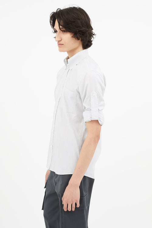 Alexander McQueen Blue Pinstripe Embroidered Cuff Shirt