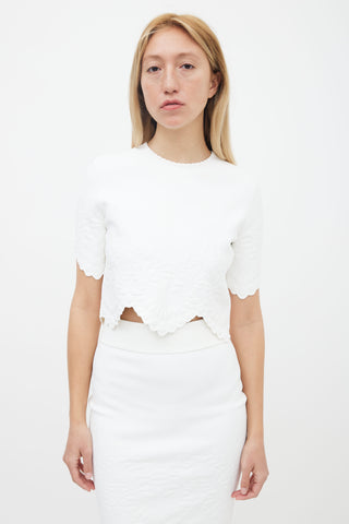 Alexander McQueen White Debossed Floral Trim Co-Ord Set