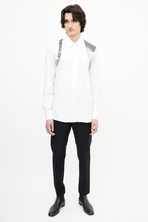 Alexander McQueen White 
Black Abstract Print Shirt