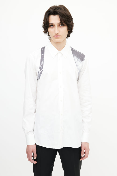 Alexander McQueen White 
Black Abstract Print Shirt