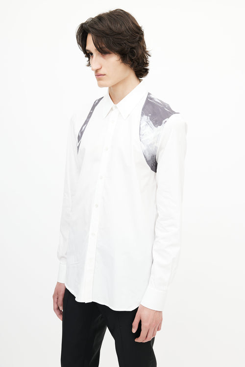 Alexander McQueen White 
Black Abstract Print Shirt