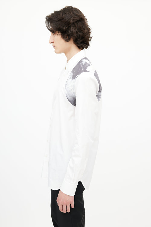 Alexander McQueen White 
Black Abstract Print Shirt