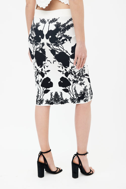 Alexander McQueen White 
Black Floral Jacquard Belle Epoque Skirt