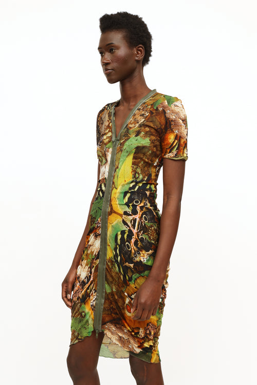 Alexander McQueen Green Patterned Mesh Dress