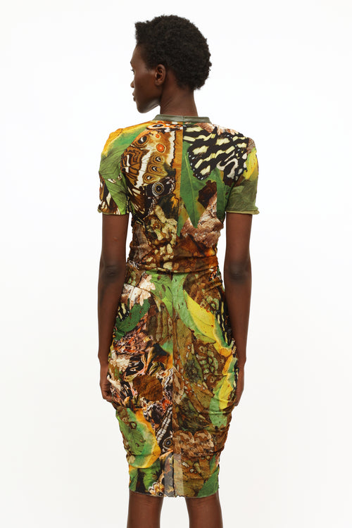 Alexander McQueen Green Patterned Mesh Dress