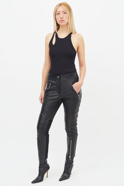 Alexander Wang Black Leather Moto Slim Leg Trouser