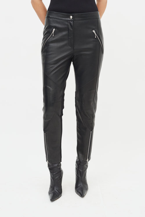 Alexander Wang Black Leather Moto Slim Leg Trouser