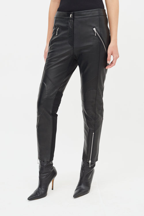 Alexander Wang Black Leather Moto Slim Leg Trouser