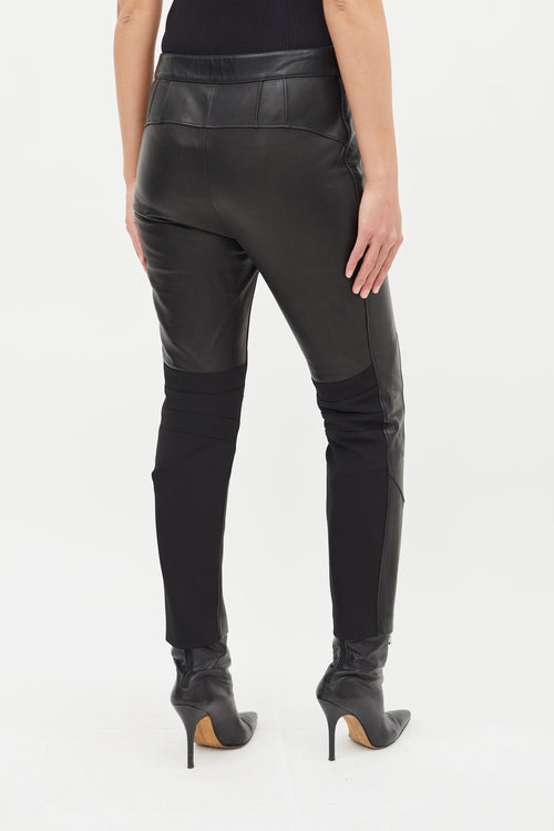 Alexander Wang Black Leather Moto Slim Leg Trouser