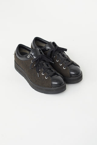 Alexander Wang Black Leather 
Wool Platform Sneaker