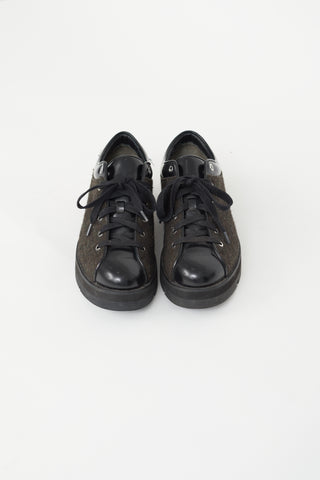 Alexander Wang Black Leather 
Wool Platform Sneaker