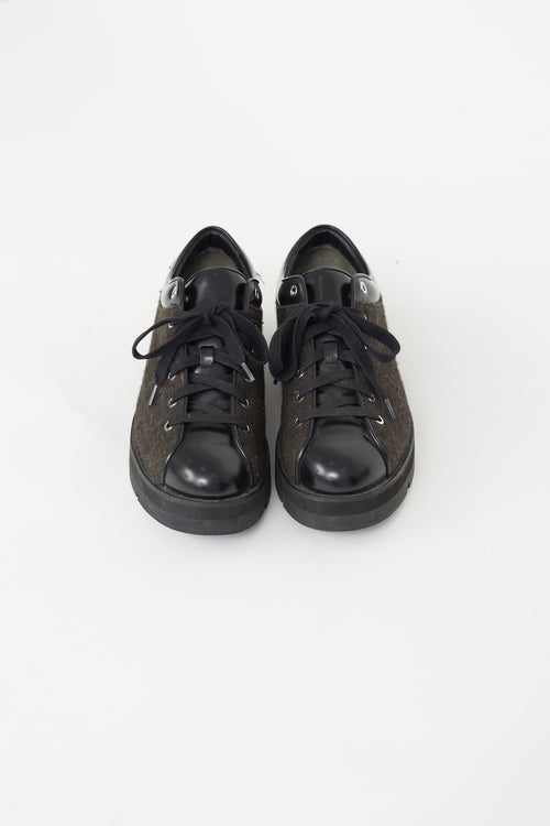 Alexander Wang Black Leather 
Wool Platform Sneaker