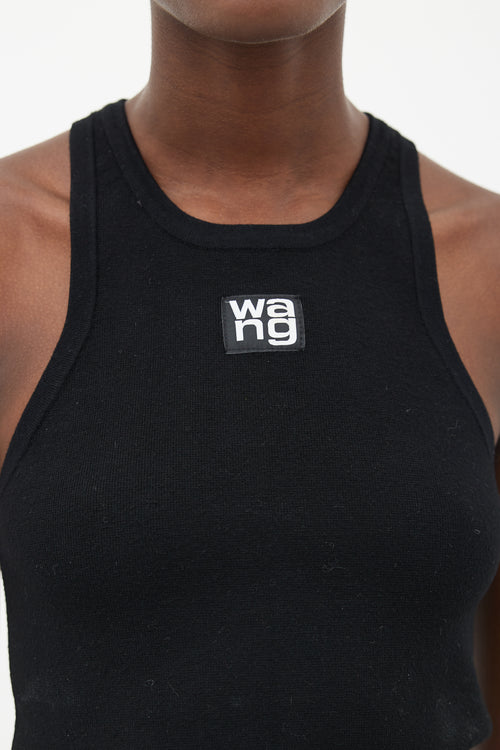 Alexander Wang Black Logo Chest Racerback Tank