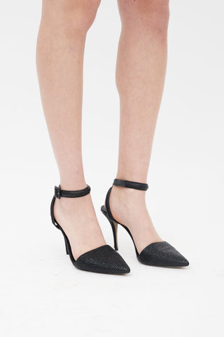 Alexander Wang Black Textured Leather Strappy Heel