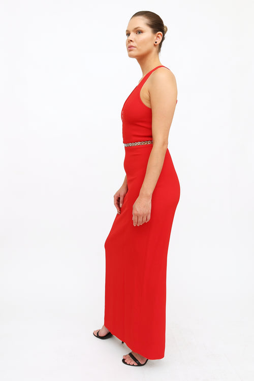 Alexander Wang Red Sleeveless Grommet Gown