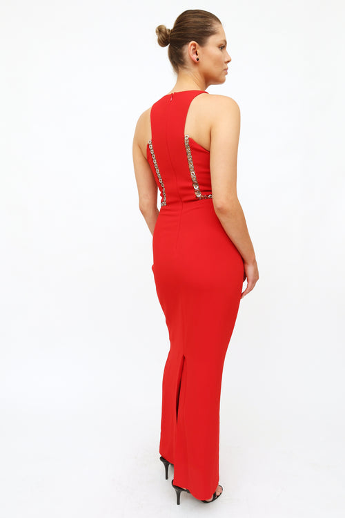 Alexander Wang Red Sleeveless Grommet Gown