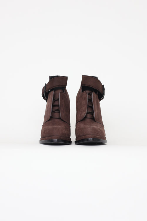 Alexander Wang Brown Suede Lace Up High Heel Boot