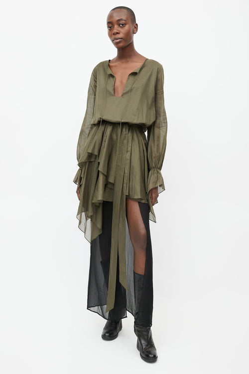 Alexandre Vauthier Green Belted Asymmetrical Blouse