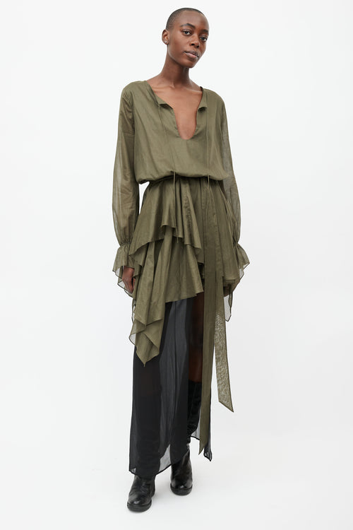 Alexandre Vauthier Green Belted Asymmetrical Blouse