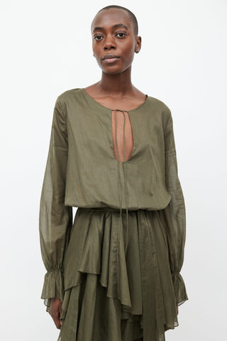 Alexandre Vauthier Green Belted Asymmetrical Blouse