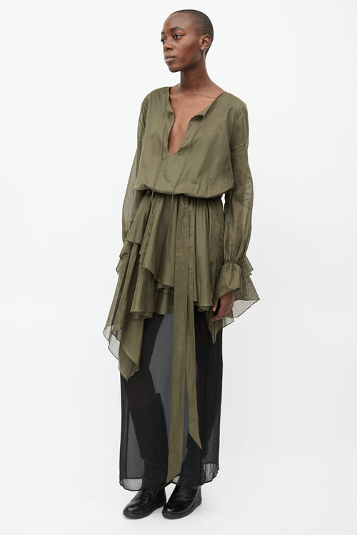 Alexandre Vauthier Green Belted Asymmetrical Blouse