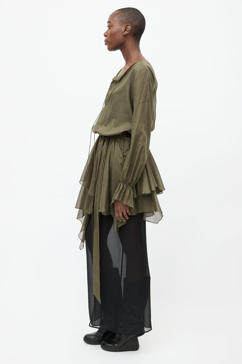 Alexandre Vauthier Green Belted Asymmetrical Blouse