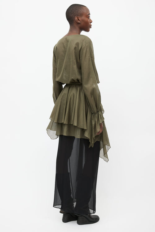 Alexandre Vauthier Green Belted Asymmetrical Blouse