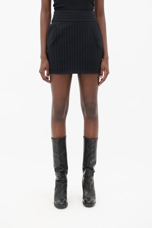 Alexandre Vauthier Black 
Grey Pinstripe Mini Skirt