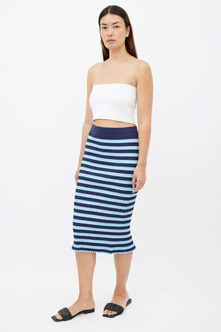 Altuzarra Blue Stripe Ribbed Knit Skirt