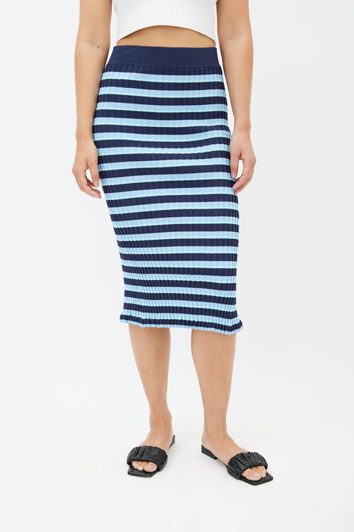 Altuzarra Blue Stripe Ribbed Knit Skirt