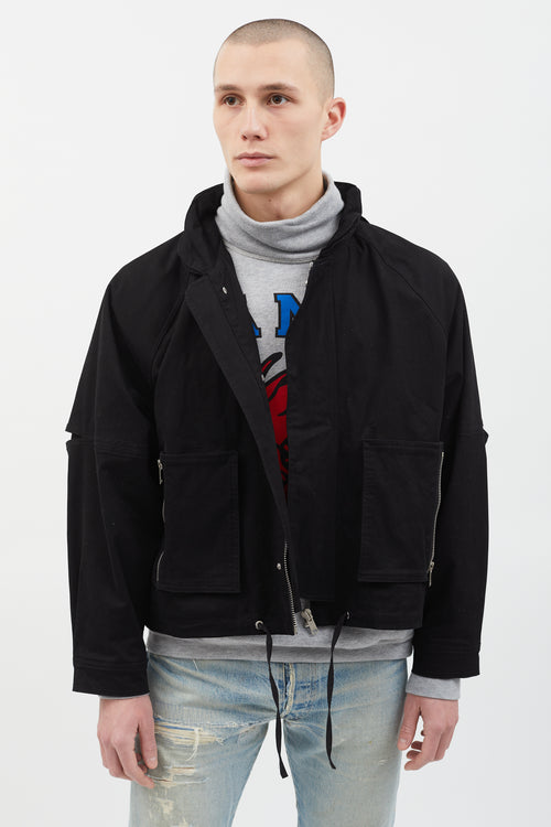 Ambush Black Hooded Boxy Crop Jacket