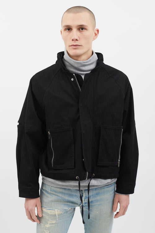 Ambush Black Hooded Boxy Crop Jacket