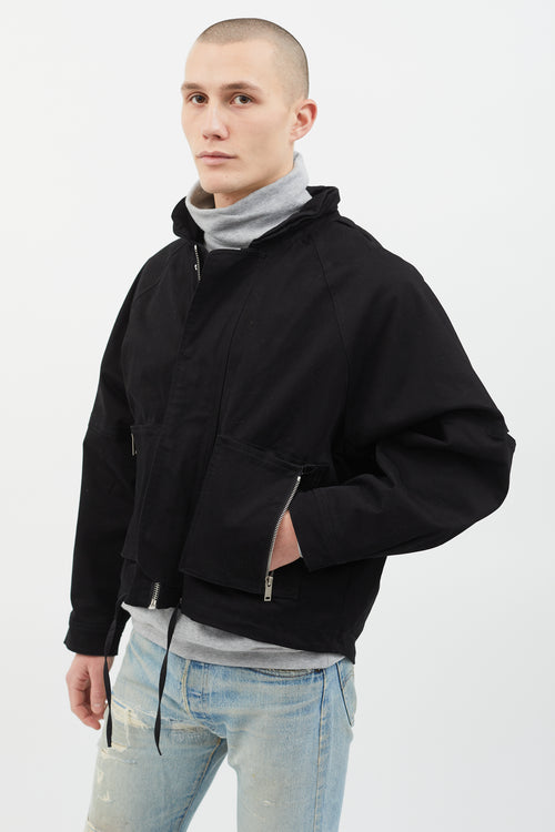 Ambush Black Hooded Boxy Crop Jacket