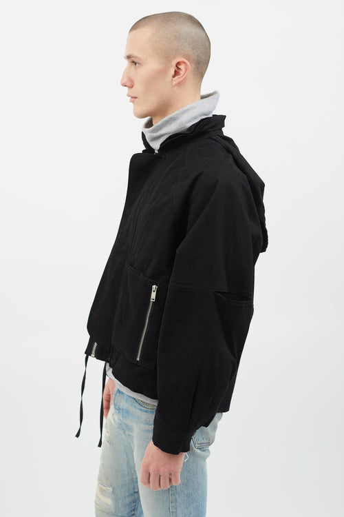 Ambush Black Hooded Boxy Crop Jacket