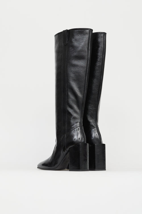 Ami Black Patent Leather Knee-High Boot