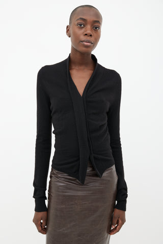 Ann Demeulemeester Black Cashmere Blend V-Neck Cardigan