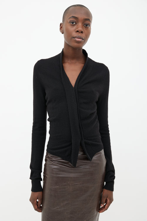 Ann Demeulemeester Black Cashmere Blend V-Neck Cardigan