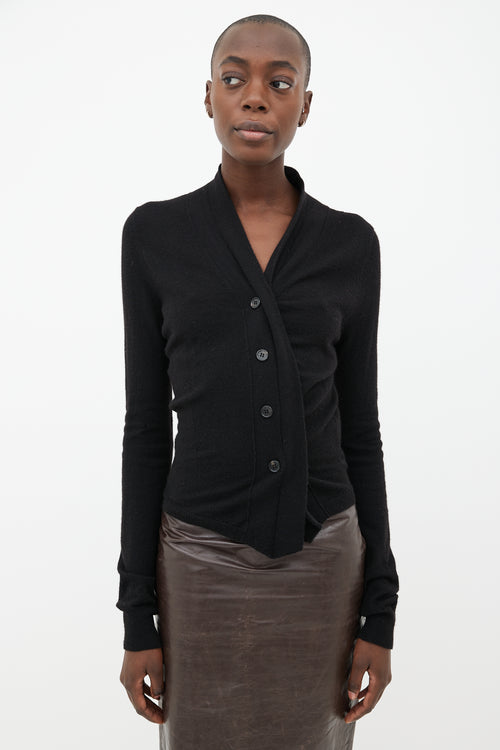 Ann Demeulemeester Black Cashmere Blend V-Neck Cardigan