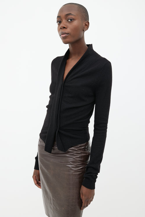 Ann Demeulemeester Black Cashmere Blend V-Neck Cardigan