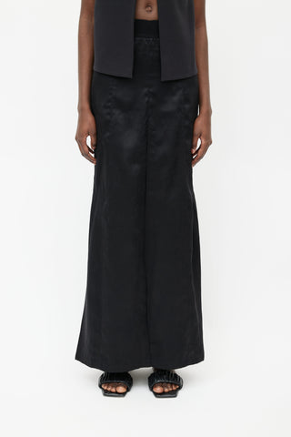 Ann Demeulemeester Black Satin Slit Skirt