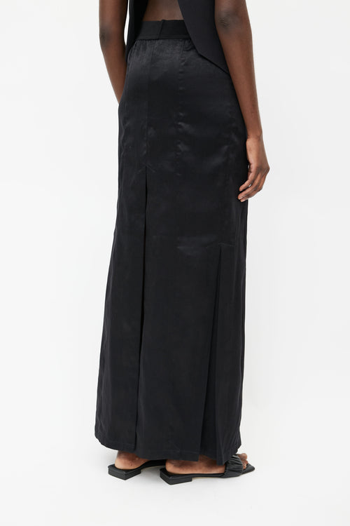 Ann Demeulemeester Black Satin Slit Skirt