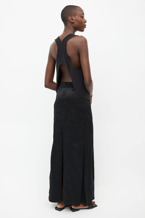 Ann Demeulemeester Black Satin Slit Skirt