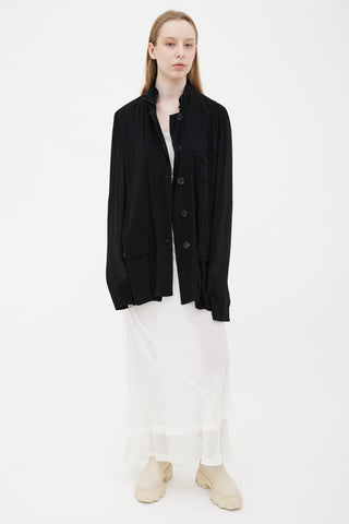 Ann Demeulemeester Black Semi Sheer Long Sleeve Shirt