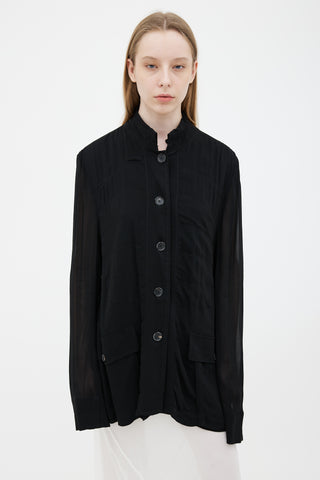 Ann Demeulemeester Black Semi Sheer Long Sleeve Shirt