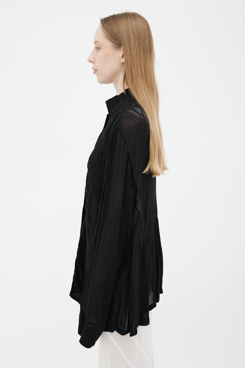 Ann Demeulemeester Black Semi Sheer Long Sleeve Shirt