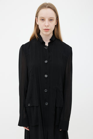 Ann Demeulemeester Black Semi Sheer Long Sleeve Shirt Dress