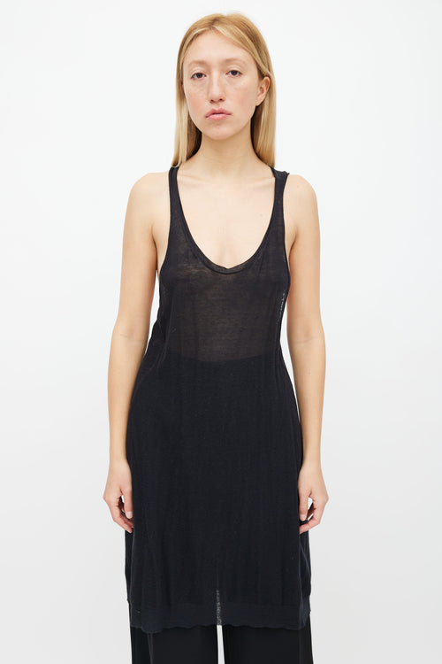 Ann Demeulemeester Black Sheer Tank Midi Dress