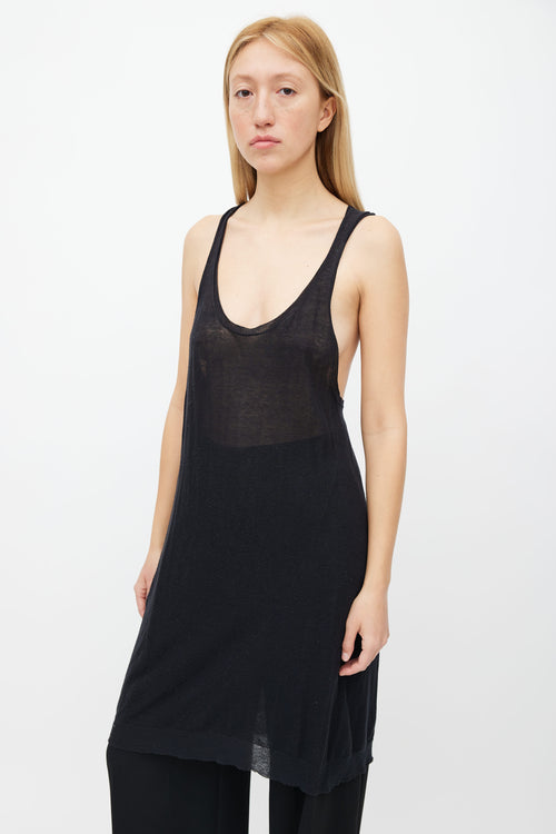 Ann Demeulemeester Black Sheer Tank Midi Dress