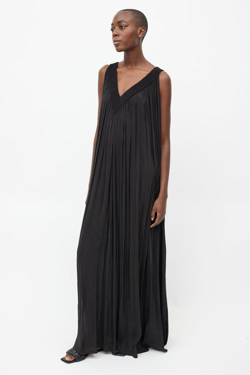 Ann Demeulemeester Black V-Neck Pleated Dress