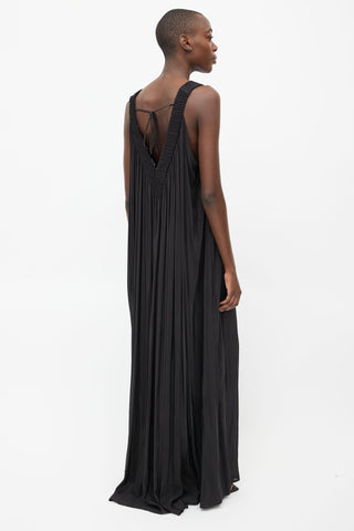 Ann Demeulemeester Black V-Neck Pleated Dress